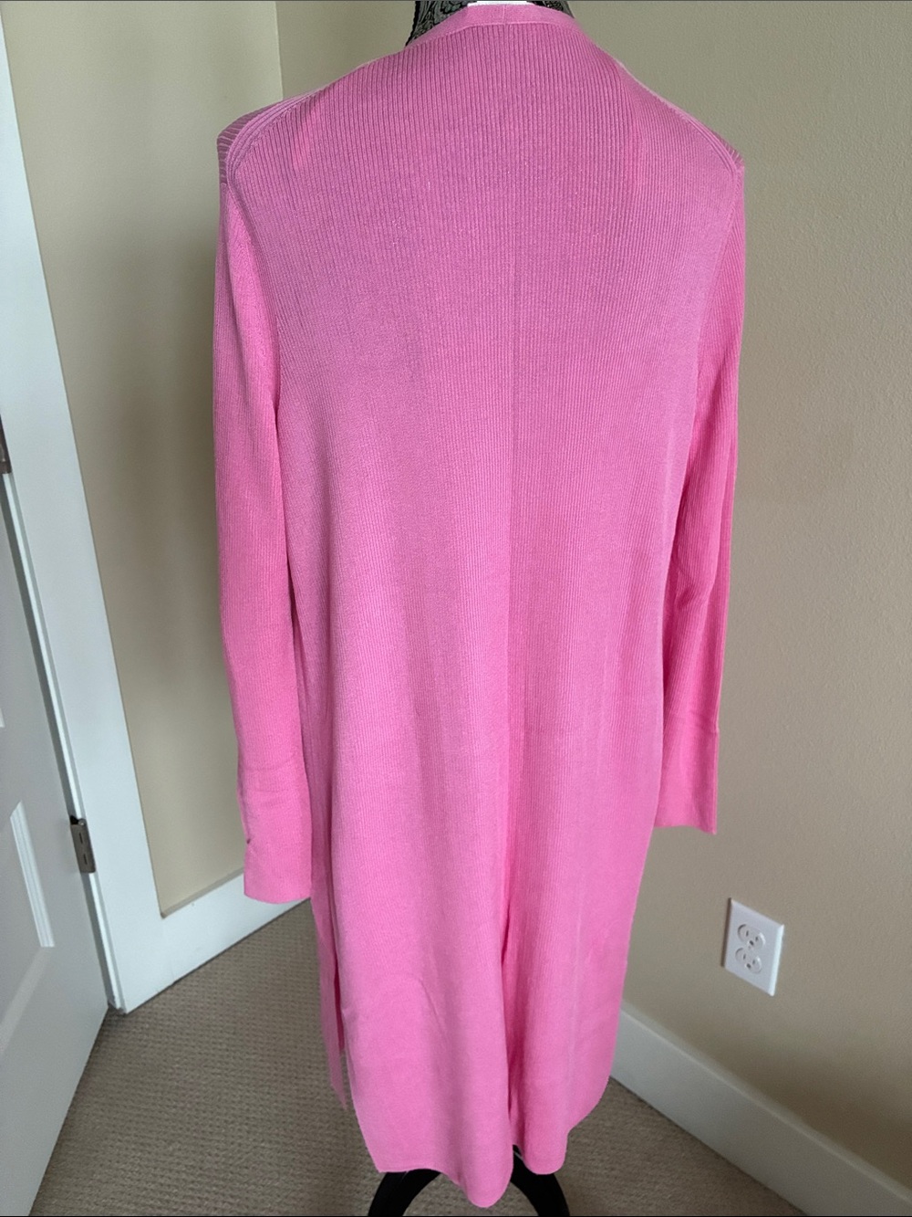NWOT! Lafayette 148 New York Pink Open-Front Long Silk Cardigan Size Medium - Picture 6 of 7